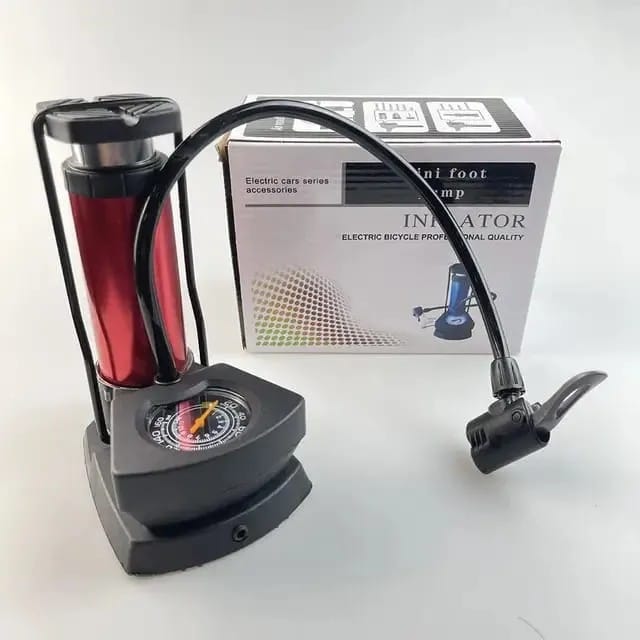 Foot & Hand Air Pump with Pressure Gauge | Portable Tire Inflator for Car, Bike, Cycle & Sports Balls